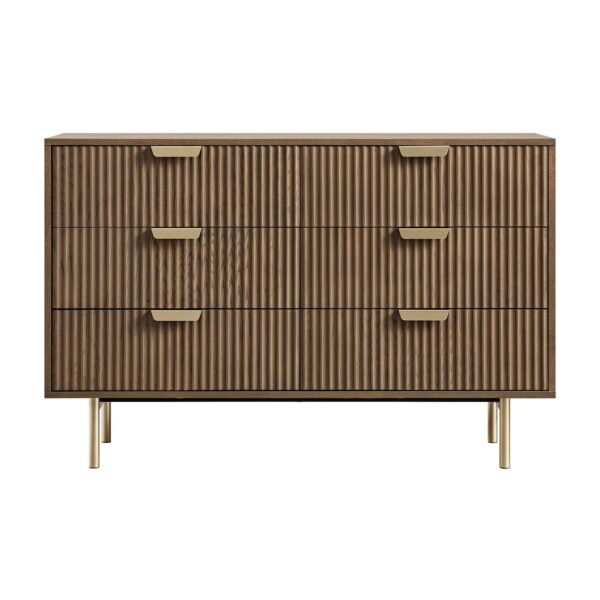 Meeqa Dark Ash Richmond Ridged Wide 6-Drawer Dresser