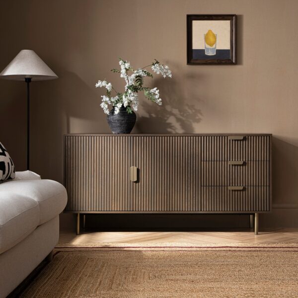 Meeqa Dark Ash Richmond Ridged Large Sideboard