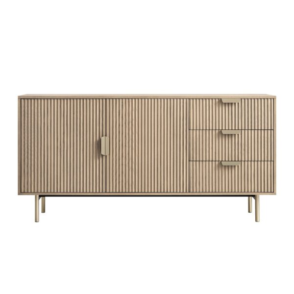 Meeqa Light Ash Richmond Ridged Large Sideboard