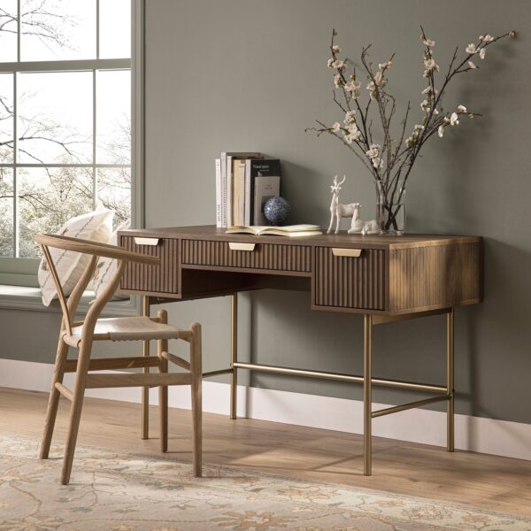 Meeqa Dark Ash Richmond Ridged Vanity Table