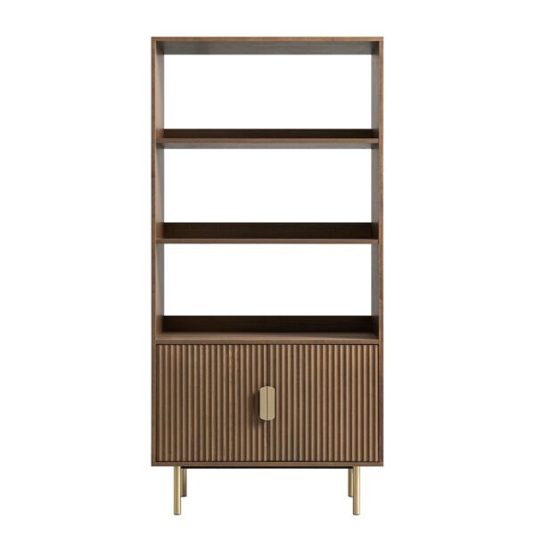 Meeqa Dark Ash Richmond Ridged Tall Bookcase with Doors