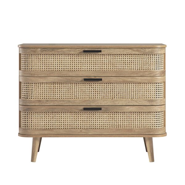 Meeqa Natural Curved Rattan 3-Drawer Dresser